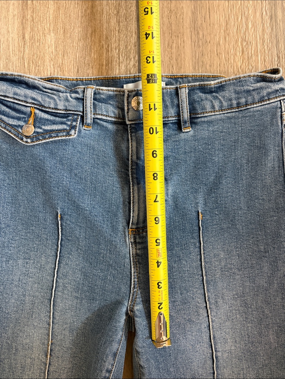 LOFT Medium Blue High-Rise Flare Jeans with Center Front Seams - Picture 5 of 7
